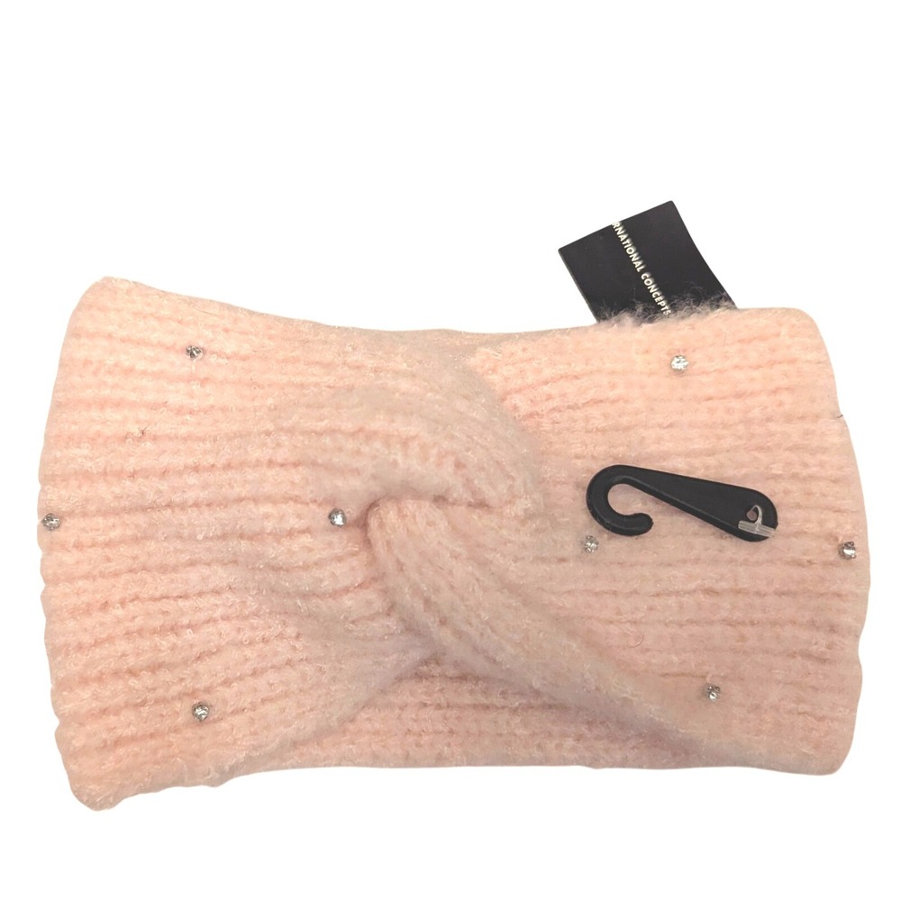 INC International Concepts Blush Knit Headband‎ Rhinestone Embellished